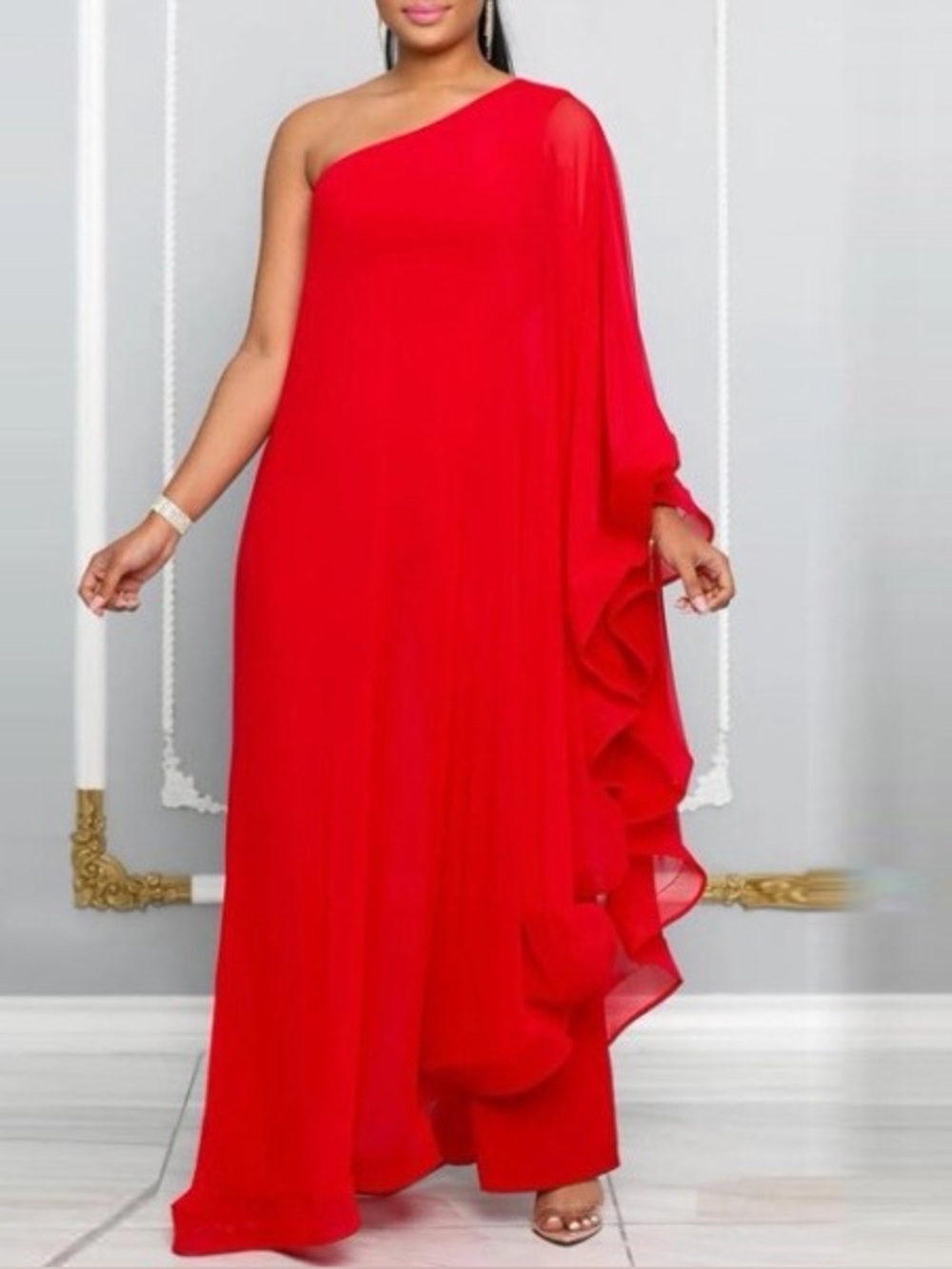 One-Shoulder Batwing Jumpsuit